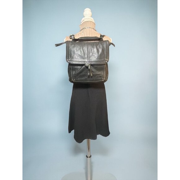 The SAK Ventura Convertible Backpack Black Leather Canvas Crossbody Bag Travel - Picture 3 of 11